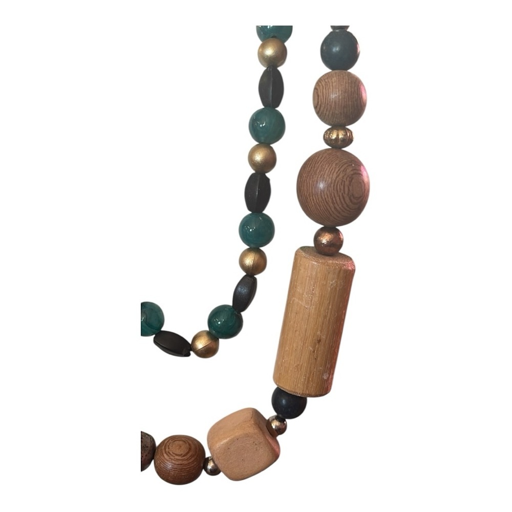 Brown and Green Beaded Necklace with Natural Stone Accents 2 necklaces - Picture 4 of 7